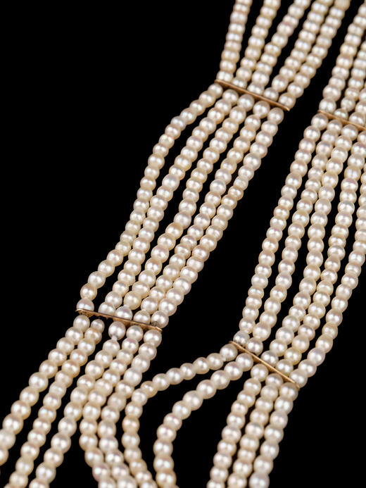 独角鹿西洋古董珠宝首饰纯银镶钻石珐琅五股天然海水珍珠项链吊坠 商品图3