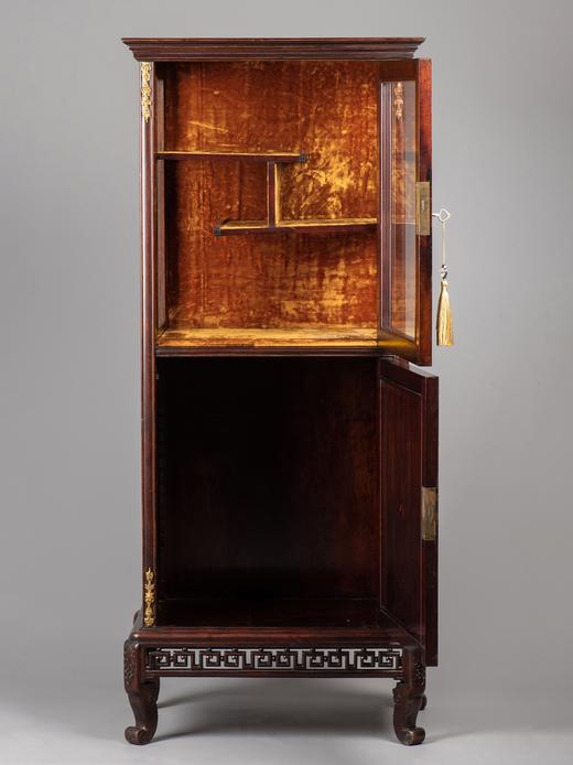 [国内现货]独角鹿西洋古董家具东方风格铜鎏金硬木多宝阁玻璃展柜 商品图4