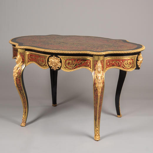 国内现货独角鹿西洋古董家具布勒工艺镶嵌珍贵材质铜鎏金书桌茶几 商品图3