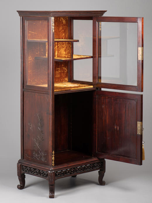 [国内现货]独角鹿西洋古董家具东方风格铜鎏金硬木多宝阁玻璃展柜 商品图3