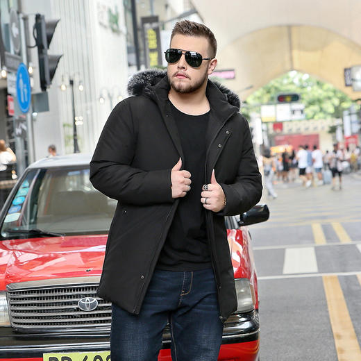 【2天发货】超大码400斤【新款DAL】大依优型大码狐狸毛领冬季新款羽绒服男士中长加肥加大码潮流胖子上衣防寒外套 商品图2