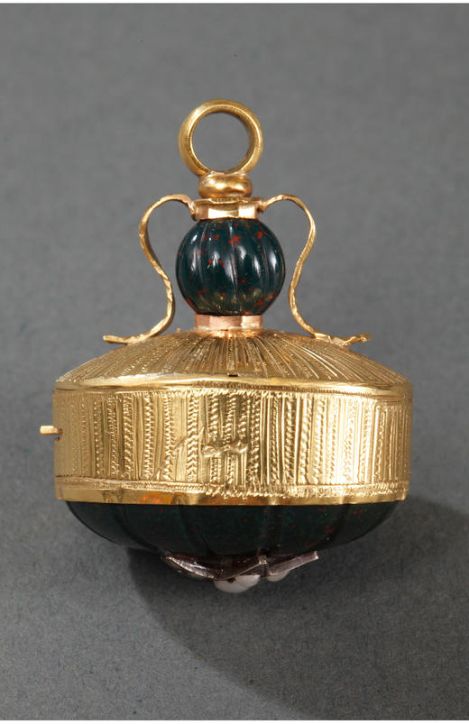 独角鹿西洋古董法国18K金镶嵌血滴石野生珍珠八音盒挂坠 商品图2