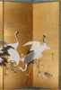 独角鹿西洋古董江户时代画师狩野派群鹤图纸本金叶六曲屏风日式 商品缩略图2
