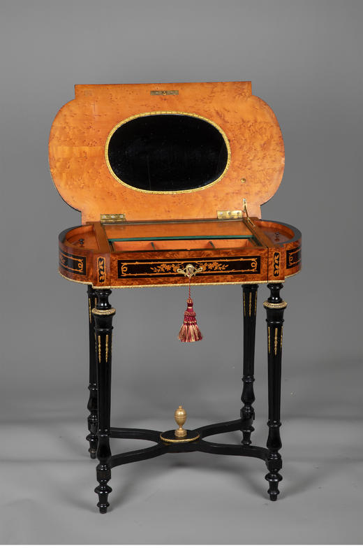 独角鹿西洋古董家具路易十六风铜鎏金静物花卉细木镶嵌边桌办公桌 商品图3