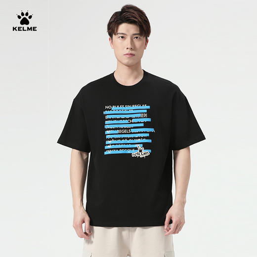 卡尔美运动短袖T恤2022新款字母图案圆领套头休闲潮流文化衫 商品图1