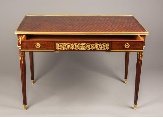 独角鹿西洋古董家具P.SORMANI工坊路易十六风铜鎏金饰细木镶方桌 商品图2