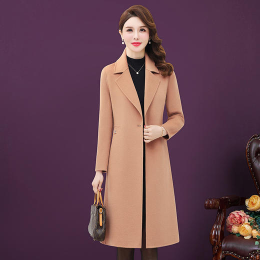 YMR8706新款时尚优雅气质中长款呢子大衣外套 商品图0