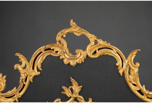 独角鹿西洋古董拿破仑三世时法国路易十五风格茛苕铜鎏金壁炉屏风 商品图3