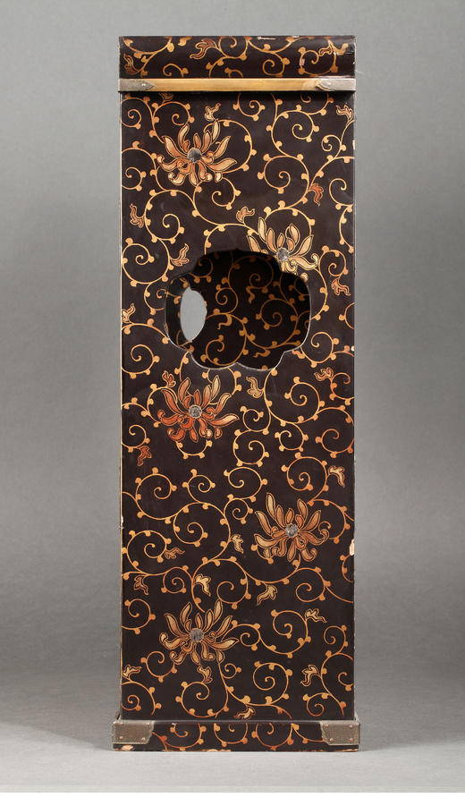 独角鹿西洋古董19世纪日本山水主题黑地金漆莳绘小型珍宝柜置物柜 商品图4