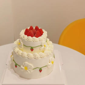 6寸+4寸 | 草莓花花 | 小双层蛋糕