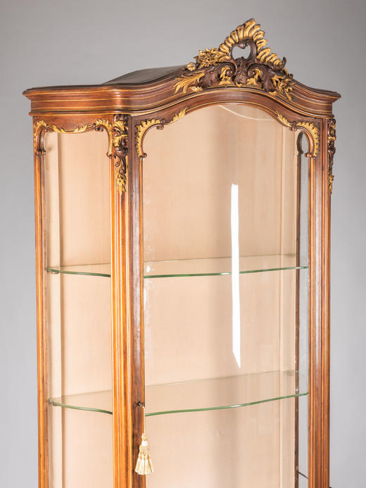 国内现货独角鹿西洋古董家具法国洛可可风格胡桃木雕刻描金展示柜 商品图3