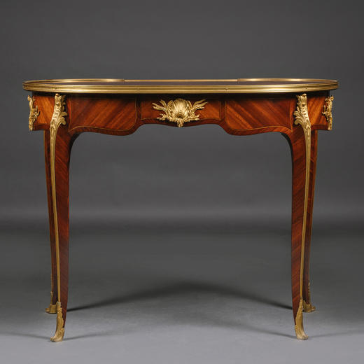 独角鹿西洋古董家具林克François Linke镀金青铜细木镶嵌书桌 商品图0