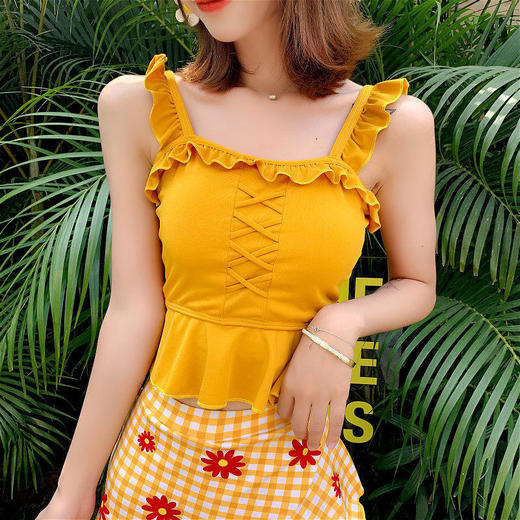 2021新女款游泳衣服分体保守平角泳装女性感学生韩版性感比基尼 商品图1