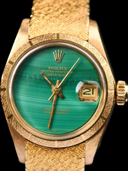 独角鹿西洋古董手表瑞士钟表品牌孔雀石表盘18K黄金表带女士腕表 商品图4