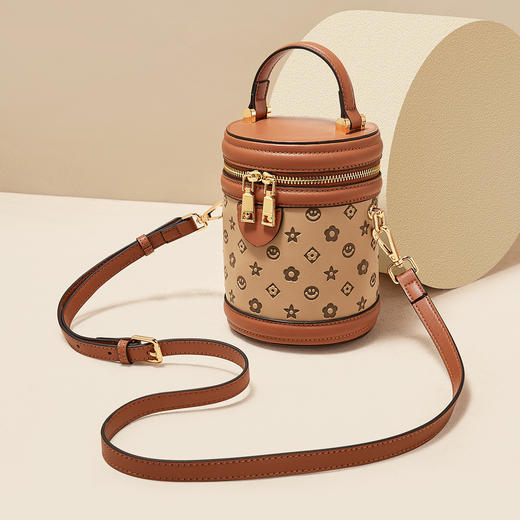 Safiya/索菲娅牛皮包包2022新款水桶包单肩包女式斜挎包女包SF9111015Y 商品图1