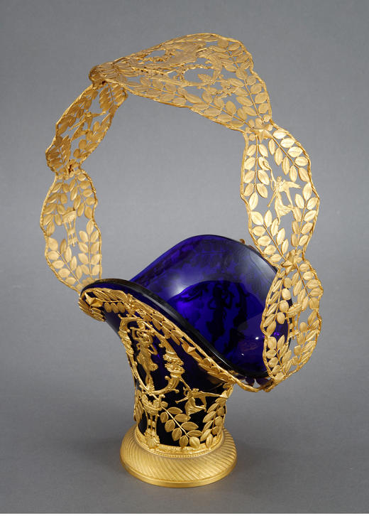 独角鹿西洋古董法国帝政风格古典女神与雄鹰主题铜鎏金精雕修饰蓝 商品图4