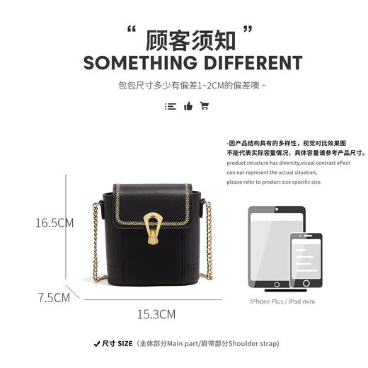 Safiya/索菲娅牛皮包包2022新款水桶包单肩包女式斜挎包女包SF953013Y 商品图4