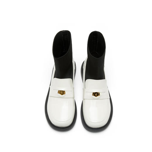 西村名物弹力靴女2022冬季新款圆头粗跟瘦瘦靴短筒女靴子43771 商品图2