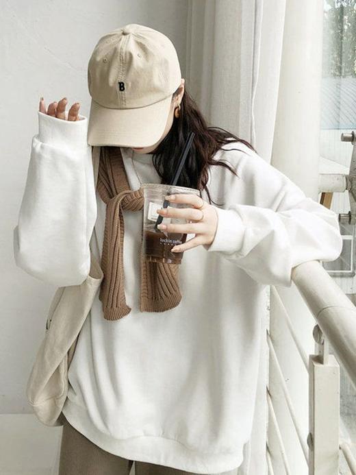 【百搭潮流卫衣女】新款美式时尚复古卫衣女早春秋2022新款薄款宽松圆领原宿bf无帽上衣ins潮 商品图1