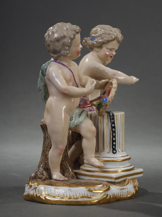 独角鹿西洋古董瓷器梅森ENFANTS au PERROQUET-孩子鹦鹉瓷偶摆件 商品图3