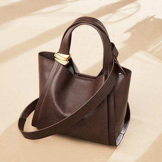 Safiya/索菲娅2022新款头层牛皮水桶包单肩包包女斜挎包手提女包SF9136029Y 商品图0