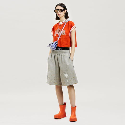 PALM ANGELS 棕榈天使 女士棉质断头熊徽标印花大学短袖T恤 橙色 PWAC013F22JER001 2760 商品图3