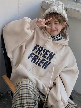 【新版潮流时尚百搭卫衣女】加绒加厚卫衣女秋冬季2022年新款连帽宽松外套设计感小众上衣服潮