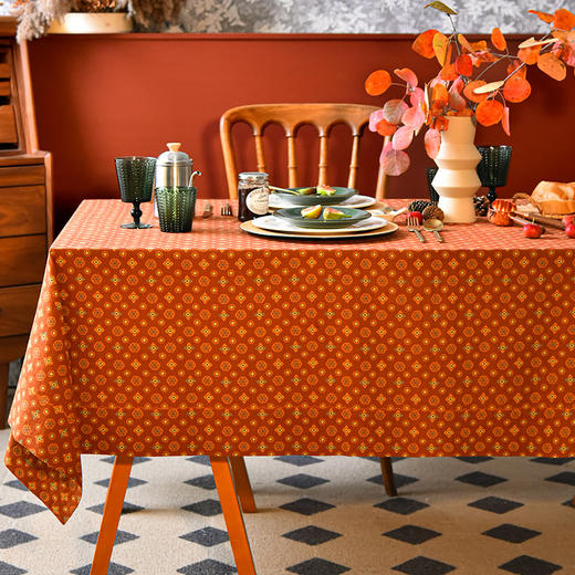 蒲纹系列长方形桌布节日氛围棉质桌布 商品图2