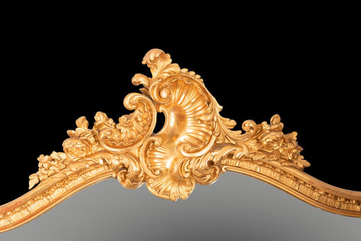 独角鹿西洋古董法国拿破仑三世时期出品贝壳主题木制鎏金挂镜子 商品图1