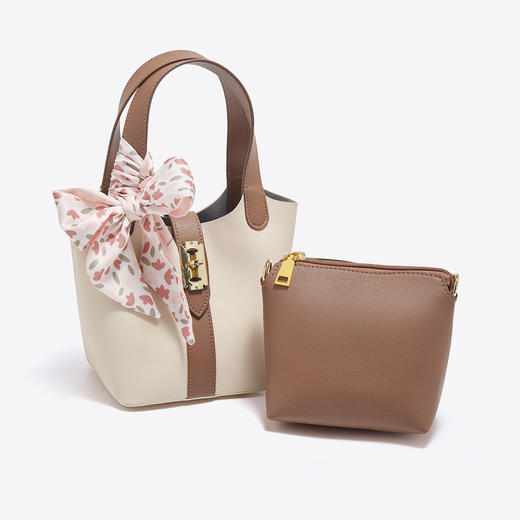 Safiya/索菲娅牛皮2022新款水桶包单肩包包女式斜挎包手提女包SF986003Y 商品图3