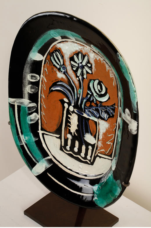 独角鹿西洋古董西班牙大师毕加索与Madoura工坊合作装饰陶盘花束 商品图2