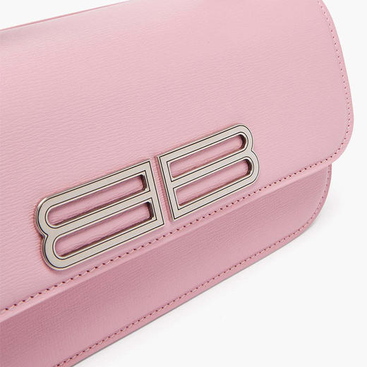 BALENCIAGA 巴黎世家 女士条纹压花小牛皮 BB金属徽标单肩包 粉色 674693 2101Q 5906 商品图2