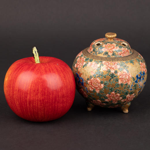 独角鹿西洋古董明治时代日本萨摩烧鎏金手绘菊花香薰炉摆件 商品图1