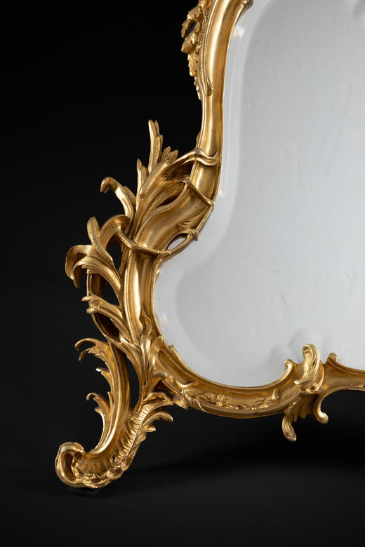 独角鹿西洋古董法国拿破仑三世时期洛可可风格铜鎏金雕饰桌中镜子 商品图3