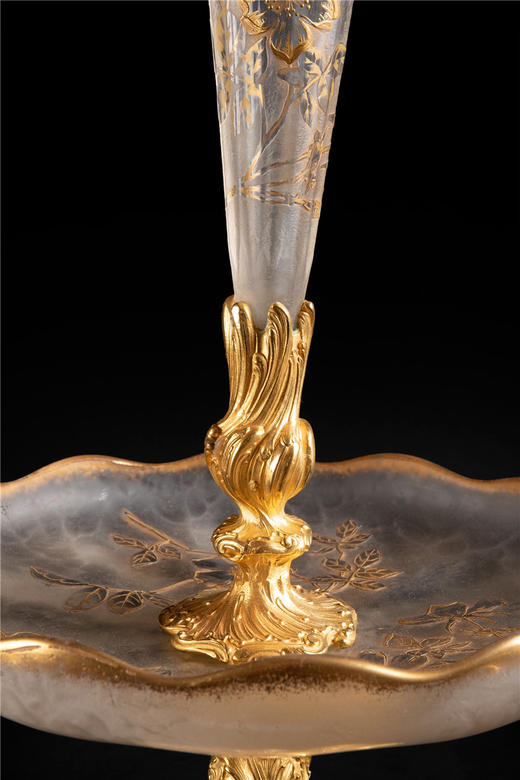 独角鹿西洋古董法国铜鎏金描金花枝水晶花果樽餐桌摆件 商品图3