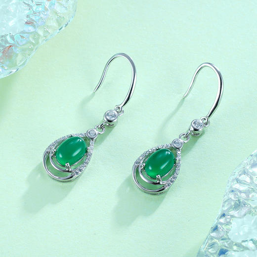 子佩集S925银【寒木春华】绿玉髓耳环【YHYS006】2211 商品图1