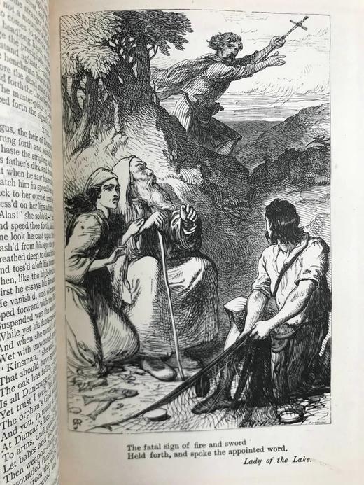约19世纪后期 司各特诗集 约9幅插图 真皮精装32开 商品图11