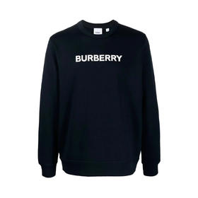 BURBERRY 巴宝莉 男士棉质字母徽标印花圆领长袖卫衣 黑色 8058281 B2871