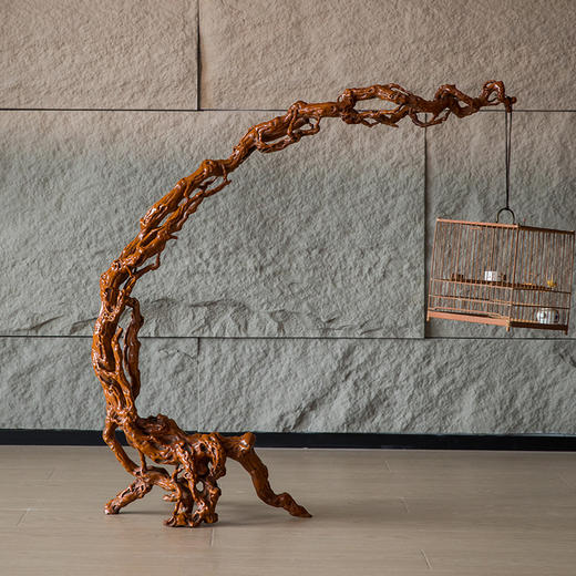 清 黄杨木透雕根形架 商品图0