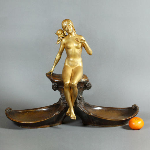 独角鹿西洋古董1890年代法国Ch.Thienot签名出品铜鎏金铜摆件 商品图0