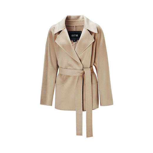 EITIE爱特爱冬季新款时尚简约气质毛呢外套系带羊毛大衣外套6814511 商品图5
