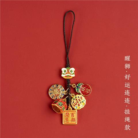 【百无禁忌 吉祥钥匙扣】古法金汽车钥匙扣挂件貔貅财神沙金铜钥匙挂饰包挂女 商品图7
