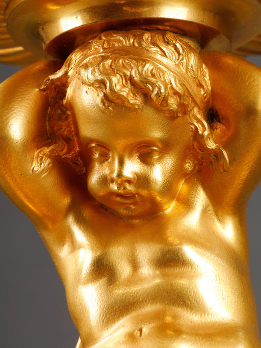 独角鹿西洋古董小天使丘比特主题铜鎏金雕饰巴卡拉水晶高脚果樽 商品图4