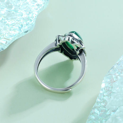 子佩集S925银【眉尖】绿玉髓戒指【TRB19】2211 商品图4