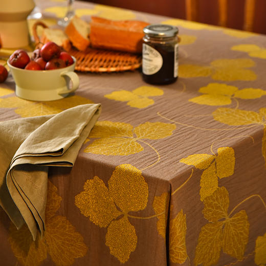 金色秋叶系列长方形桌布节日氛围棉质桌布 商品图1