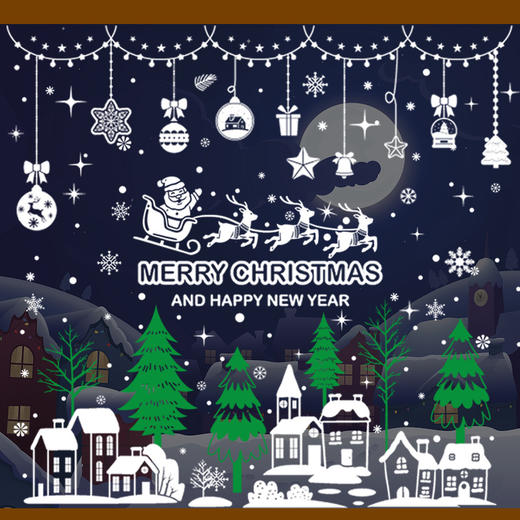 【圣诞装饰】-圣诞贴纸圣诞老人麋鹿雪人静电贴纸 商品图1