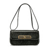 BALENCIAGA 巴黎世家 女士条纹压花小牛皮 BB金属徽标单肩包 黑色 674693 2101O 1000 商品缩略图0