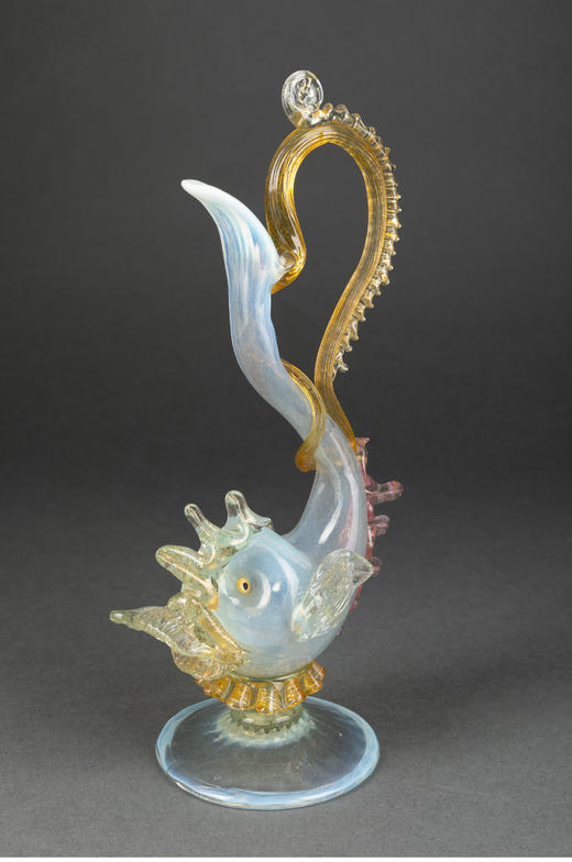 独角鹿西洋古董意大利威尼斯Murano欧泊玻璃海豚跃金波主题摆件 商品图1