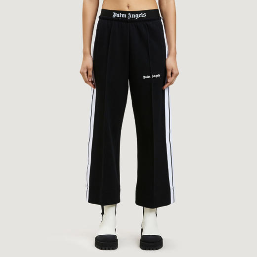 PALM ANGELS 棕榈天使 女士棉质字母徽标印花修身休闲九分裤 黑色 PWCA068F22FAB004 1001 商品图1