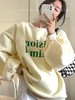 【潮流新款百搭女卫衣】奶黄色圆领薄款卫衣女春秋季2022新款韩版宽松设计感小众chic上衣 商品缩略图1